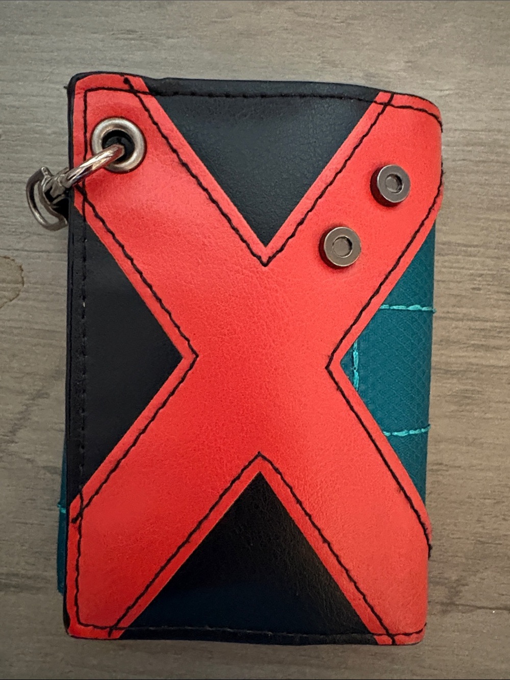 Black & Red Wallet with Teal Accent